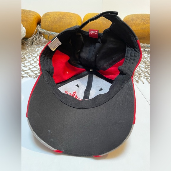 Mens Castle Packs Power Canvas Twill Black & Red Truckers Adjustable Cap Hat - Picture 7 of 7